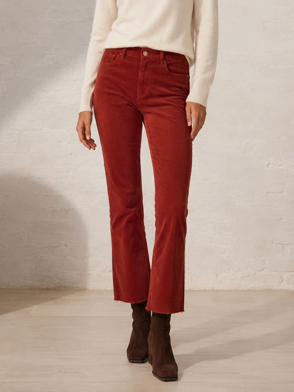 DL1961 Bridget Corduroy Bootcut Pants Paprika Instasculpt 33